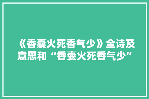 《香囊火死香气少》全诗及意思和“香囊火死香气少”的拼音注释 诗词鉴赏