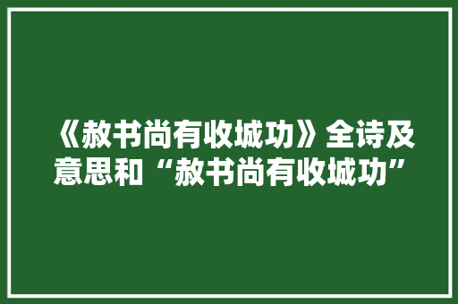 《赦书尚有收城功》全诗及意思和“赦书尚有收城功”的拼音注释