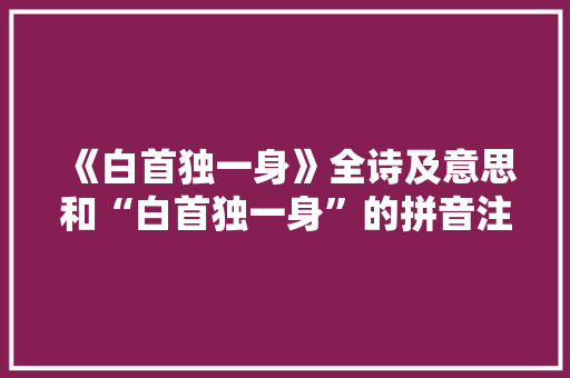《白首独一身》全诗及意思和“白首独一身”的拼音注释