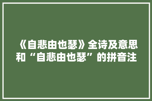《自悲由也瑟》全诗及意思和“自悲由也瑟”的拼音注释 诗词鉴赏
