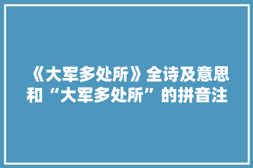 《大军多处所》全诗及意思和“大军多处所”的拼音注释