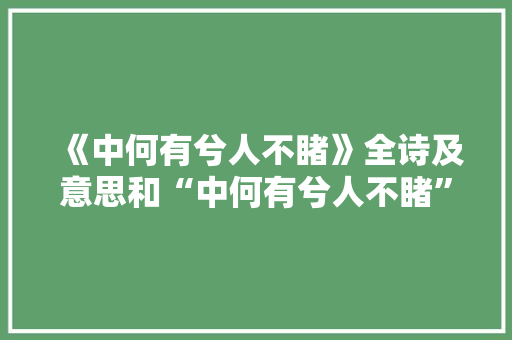 《中何有兮人不睹》全诗及意思和“中何有兮人不睹”的拼音注释