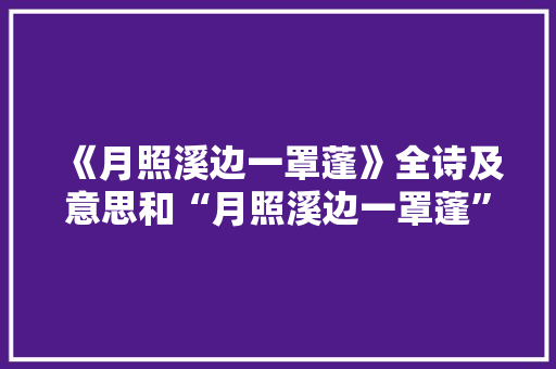 《月照溪边一罩蓬》全诗及意思和“月照溪边一罩蓬”的拼音注释
