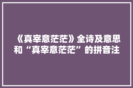 《真宰意茫茫》全诗及意思和“真宰意茫茫”的拼音注释