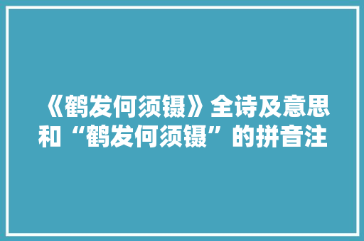《鹤发何须镊》全诗及意思和“鹤发何须镊”的拼音注释