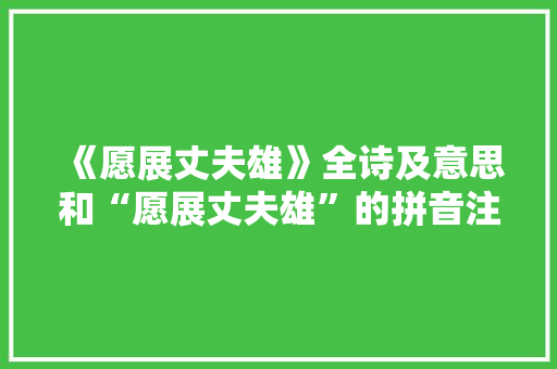 《愿展丈夫雄》全诗及意思和“愿展丈夫雄”的拼音注释