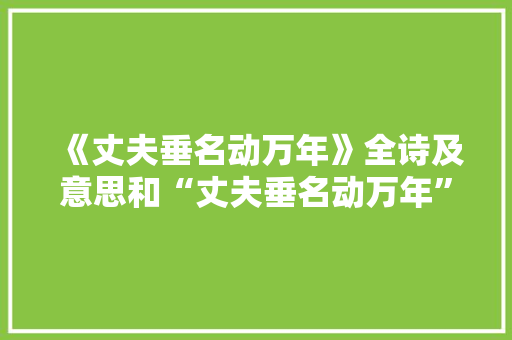 《丈夫垂名动万年》全诗及意思和“丈夫垂名动万年”的拼音注释