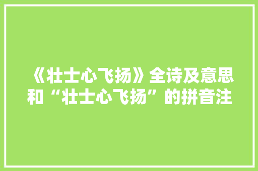 《壮士心飞扬》全诗及意思和“壮士心飞扬”的拼音注释
