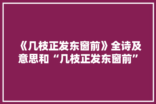 《几枝正发东窗前》全诗及意思和“几枝正发东窗前”的拼音注释