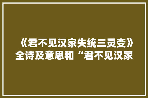 《君不见汉家失统三灵变》全诗及意思和“君不见汉家失统三灵变”的拼音注释 诗词鉴赏