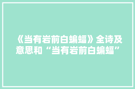 《当有岩前白蝙蝠》全诗及意思和“当有岩前白蝙蝠”的拼音注释