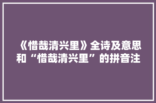 《惜哉清兴里》全诗及意思和“惜哉清兴里”的拼音注释