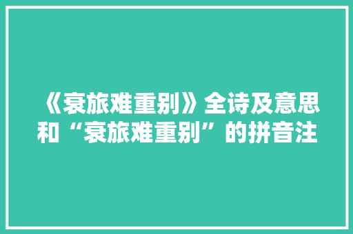 《衰旅难重别》全诗及意思和“衰旅难重别”的拼音注释 诗词鉴赏