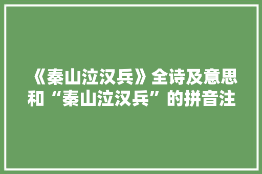 《秦山泣汉兵》全诗及意思和“秦山泣汉兵”的拼音注释