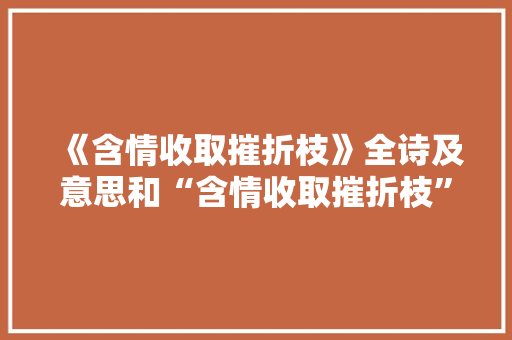 《含情收取摧折枝》全诗及意思和“含情收取摧折枝”的拼音注释
