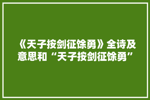 《天子按剑征馀勇》全诗及意思和“天子按剑征馀勇”的拼音注释 诗词鉴赏