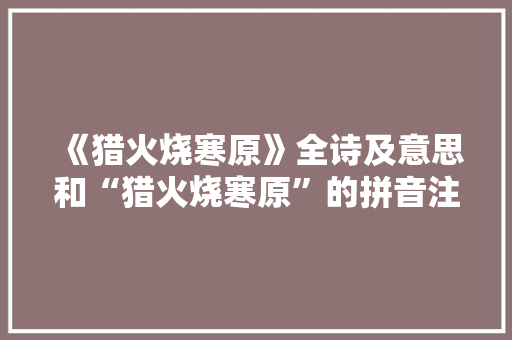 《猎火烧寒原》全诗及意思和“猎火烧寒原”的拼音注释
