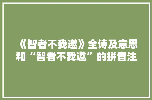 《智者不我邀》全诗及意思和“智者不我邀”的拼音注释
