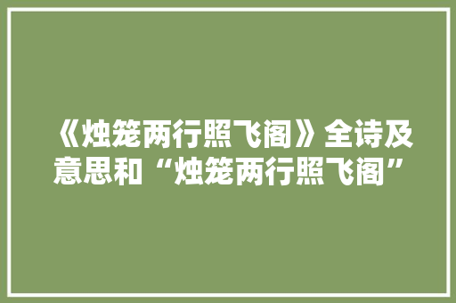 《烛笼两行照飞阁》全诗及意思和“烛笼两行照飞阁”的拼音注释