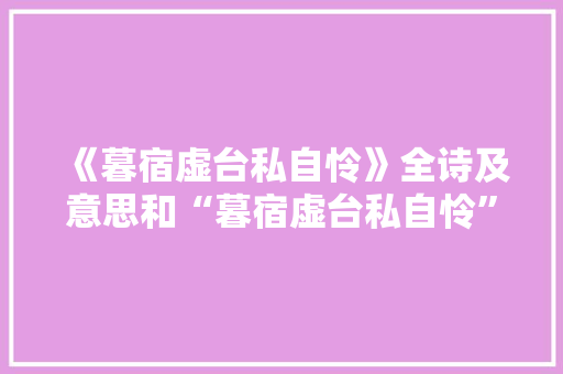 《暮宿虚台私自怜》全诗及意思和“暮宿虚台私自怜”的拼音注释 诗词鉴赏