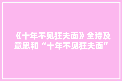 《十年不见狂夫面》全诗及意思和“十年不见狂夫面”的拼音注释 诗词鉴赏