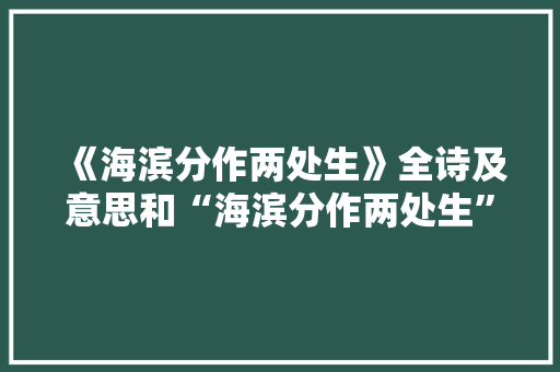 《海滨分作两处生》全诗及意思和“海滨分作两处生”的拼音注释