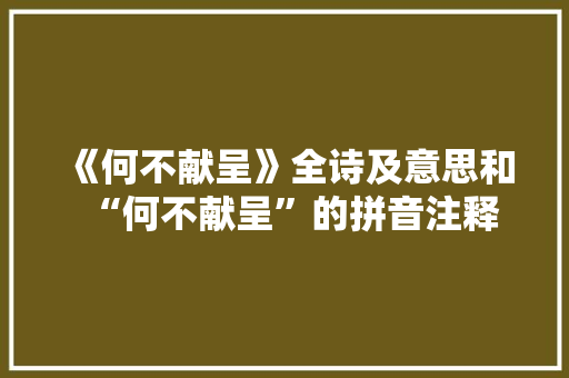 《何不献呈》全诗及意思和“何不献呈”的拼音注释 诗词鉴赏
