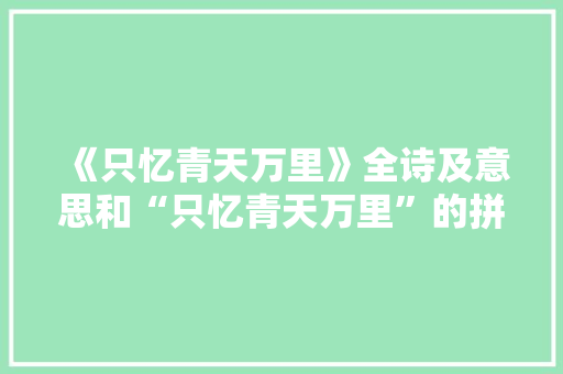 《只忆青天万里》全诗及意思和“只忆青天万里”的拼音注释 诗词鉴赏