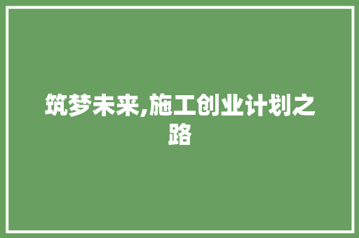 筑梦未来,施工创业计划之路