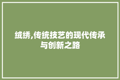 绒绣,传统技艺的现代传承与创新之路