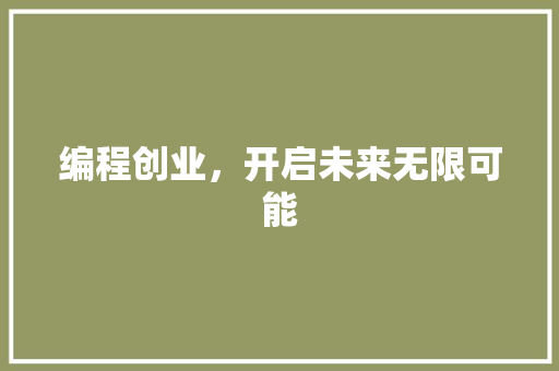编程创业，开启未来无限可能