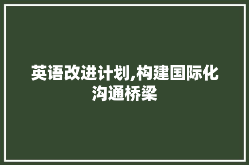 英语改进计划,构建国际化沟通桥梁