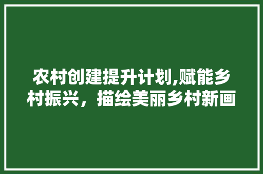 农村创建提升计划,赋能乡村振兴，描绘美丽乡村新画卷
