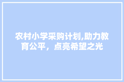 农村小学采购计划,助力教育公平，点亮希望之光