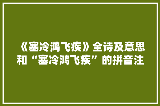 《塞冷鸿飞疾》全诗及意思和“塞冷鸿飞疾”的拼音注释
