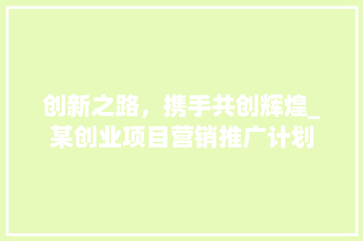 创新之路，携手共创辉煌_某创业项目营销推广计划