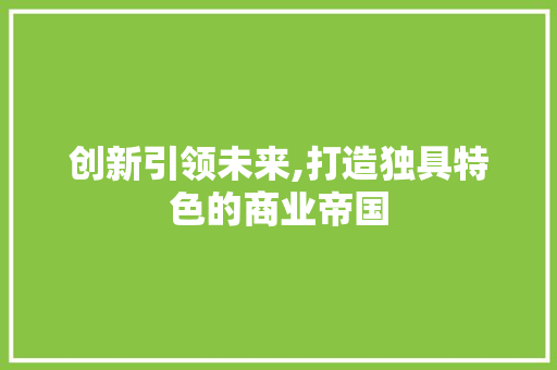 创新引领未来,打造独具特色的商业帝国
