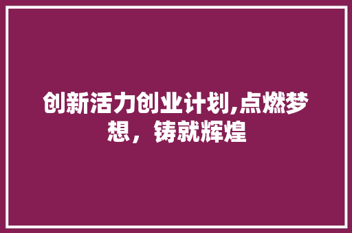 创新活力创业计划,点燃梦想，铸就辉煌