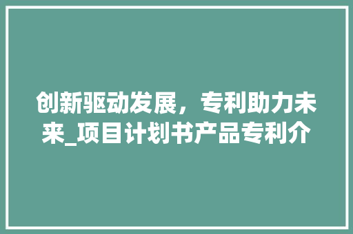 创新驱动发展，专利助力未来_项目计划书产品专利介绍