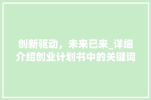创新驱动，未来已来_详细介绍创业计划书中的关键词 工作总结