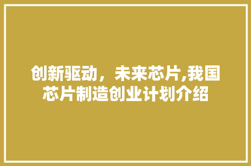 创新驱动，未来芯片,我国芯片制造创业计划介绍