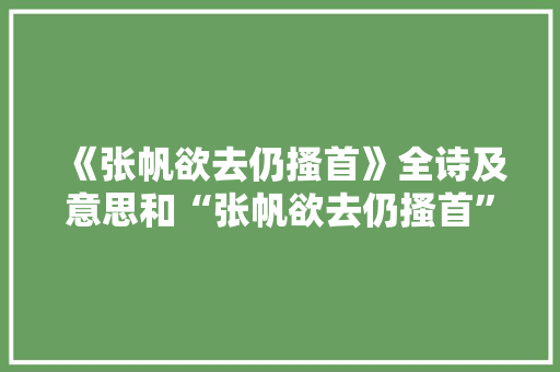 《张帆欲去仍搔首》全诗及意思和“张帆欲去仍搔首”的拼音注释