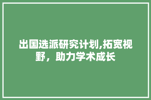 出国选派研究计划,拓宽视野，助力学术成长 应用文