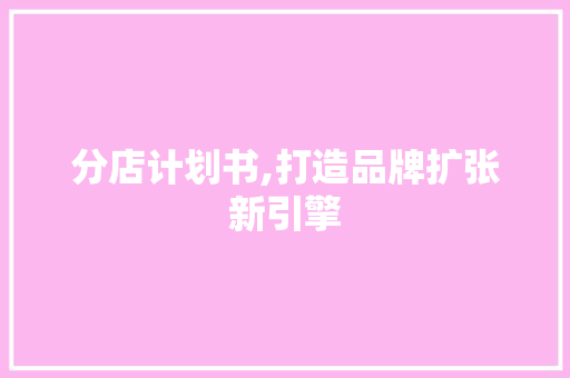 分店计划书,打造品牌扩张新引擎 应用文