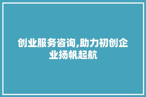 创业服务咨询,助力初创企业扬帆起航 项目报告