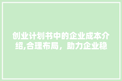 创业计划书中的企业成本介绍,合理布局，助力企业稳健发展