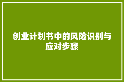 创业计划书中的风险识别与应对步骤