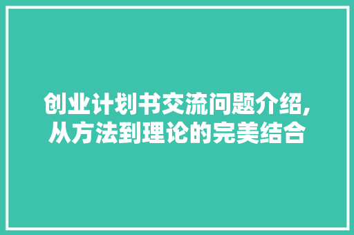 创业计划书交流问题介绍,从方法到理论的完美结合
