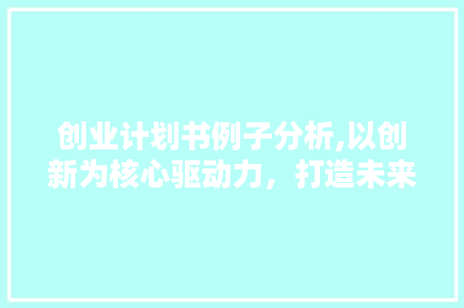 创业计划书例子分析,以创新为核心驱动力，打造未来商业帝国