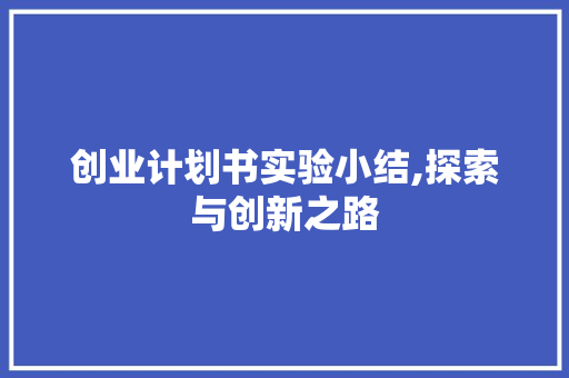 创业计划书实验小结,探索与创新之路